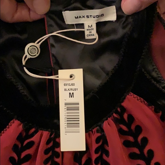 Max Studio Velvet Black and Ruby Halter Dress - Picture 3 of 3